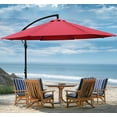 thumbnail image 2 of 10FT Patio Offset Umbrella, Hanging Cantilever Umbrella with Cross Base and Crank, 8 Ribs Outdoor Market Umbrella for Backyard, Deck, 2 of 8