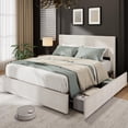 thumbnail image 1 of Upholstered Bed Frame with 4 Drawers, Platform Storage Bedframe, Corduroy Channel Tufted Headboard, Wooden Slats Support, No Box Spring Needed, 1 of 8