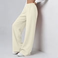 thumbnail image 4 of LEAVINGSUO Wide Leg Pants for Women Solid High Waist Elastic Sweatpants Casual Loose Flowy Workout Pants With Pocket Khaki L, 4 of 8