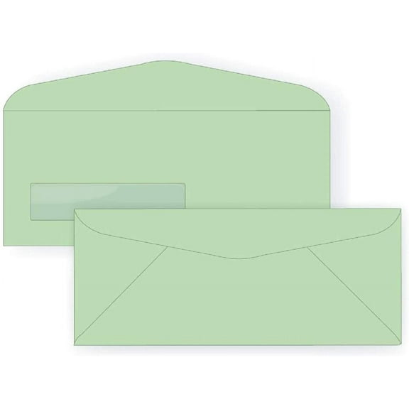 Limited Papers (TM) Regular Mailing And Business Envelopes, Left Hand Window, No. 10 (4.8 x 9.5 Inch), Gummed seal, 24 Pound, Variety of Colors And Quantities. (Green, 1000)