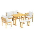 thumbnail image 2 of YIYADO Farmhouse Solid Wood Dining Room Corner Set, Seating 6, Space Saving High Top Corner Table with Bench and Chair, Natural + White, 2 of 6