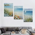 thumbnail image 4 of Ulloord Blue Coastal Wall Art Ocean Canvas Flowers Painting White Yellow Modern for Bedroom Living Room Home Office Wall Decor, 4 of 4