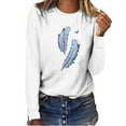 thumbnail image 2 of Pompotops T-shirt à Manches Longues Col Rond et Imprimé Femme Chemisier, 2 of 5