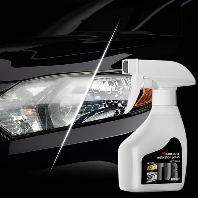 Cuidado y limpieza del coche 180 ml Limpiador de cristales para faros delanteros de coche, eliminación del amarilleo y restauración de lentes, restaurador de pantallas de lámparas