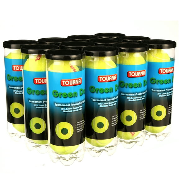 Tourna Kids Green Dot Pressurized Tennis Balls, 12 Cans