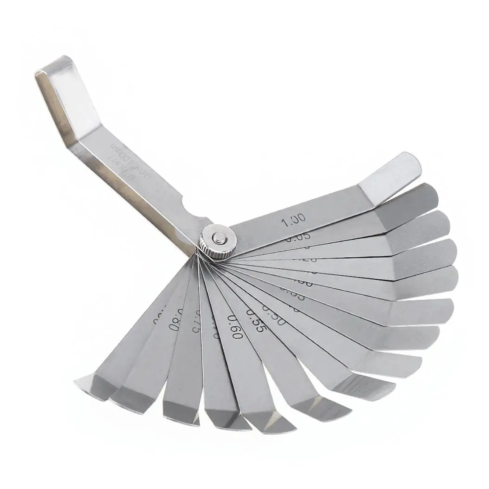 100A16 0.05 - 1mm Thickness Curved Stainless Steel Metric Filler Feeler Gauge with 16pcs Blades for Woodworking Measurement ,Easy Identification