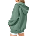 thumbnail image 3 of 1/2 Zip Pullover Hoodies Womens Trendy Waffle Knitted Sweatshirt with Pocket Loose Casual Drawstring Hooded Top (2XL, Green), 3 of 6