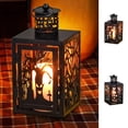 thumbnail image 1 of Xihbxyly Candelabro de Halloween con Forma de Farol, Diseño de Hierro Hueco, Ambiente Festivo Misterioso, Decoración para Interiores y Exteriores, Ambiente Cálido a La Luz de Las Velas, Fácil de Colg, 1 of 5