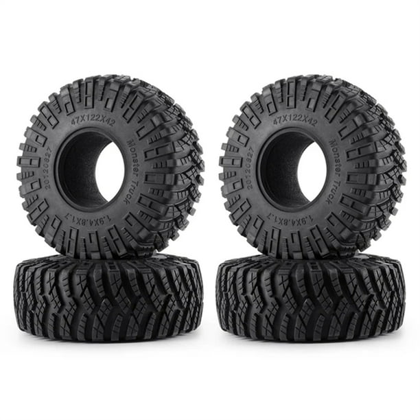 Tholdsy Neumáticos de rueda de 120mmX42mm y 1,9 pulgadas para 1/10 SCX10 Crawler RC Hop-ups resistentes al desgaste Kits de construcción modelo Negro