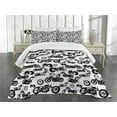 thumbnail image 3 of Ambesonne Black White Quilted Bedspread Set 2 Pcs, Models of Motorbike, Twin Size, Black White, 3 of 5