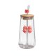 thumbnail image 2 of Vaso de vidrio con tapa y pajita para café y bebidas frías | Vaso decorado con diseño de mariposa | Vaso térmico para el hogar, la oficina y para uso al aire libre, 2 of 6