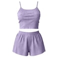 thumbnail image 5 of siminsem Two Piece Ribbed Pajama Set for Women Soft Knit Loungewear Comfy Sleepwear with V Neck Top and Relaxed Pants Stylish Home Pajamas, Light Violet,M, 5 of 5