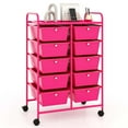thumbnail image 1 of Costway 10-Drawer Storage Cart Utility Rolling Trolley Kitchen Organizer Hot Pink, 1 of 9