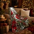 thumbnail image 3 of Red Cardinals Among Winter Blossoms for Birdwatchers And Gardeners, Detailed Naturalistic Winter Illustration Home Decor for Living Room and Bedroom, Christmas Gift and Cozy Flannel Blanket, 3 of 7