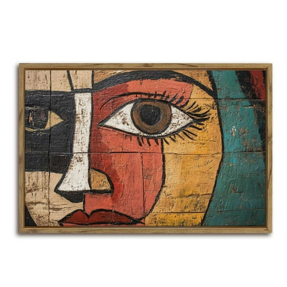 Abstract Face Art Wood Panel Horizontal Canvas Wall Art with Lightweight Foam Frame - Durable and Ready to Hang, Modern Decorative Print for Living Room, Bedroom, Or Office