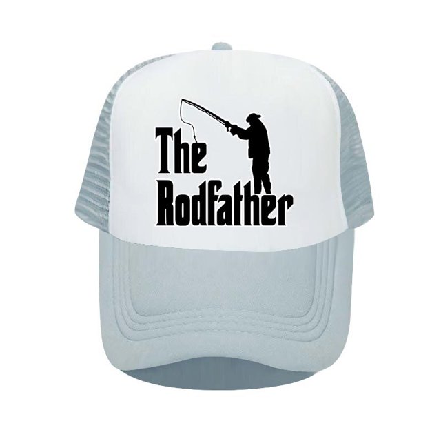 The Rodfather Godfather Fishing Printed Trucker Hat Sun Protection Baseball Hats Funny Dad Grandad Fishing Snapback Cap YP02956-60cm for adult Gao Jinjia LED