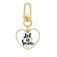 thumbnail image 1 of Let It Snow cita handwrite Llavero de metal en forma de corazón dorado, 1 of 3