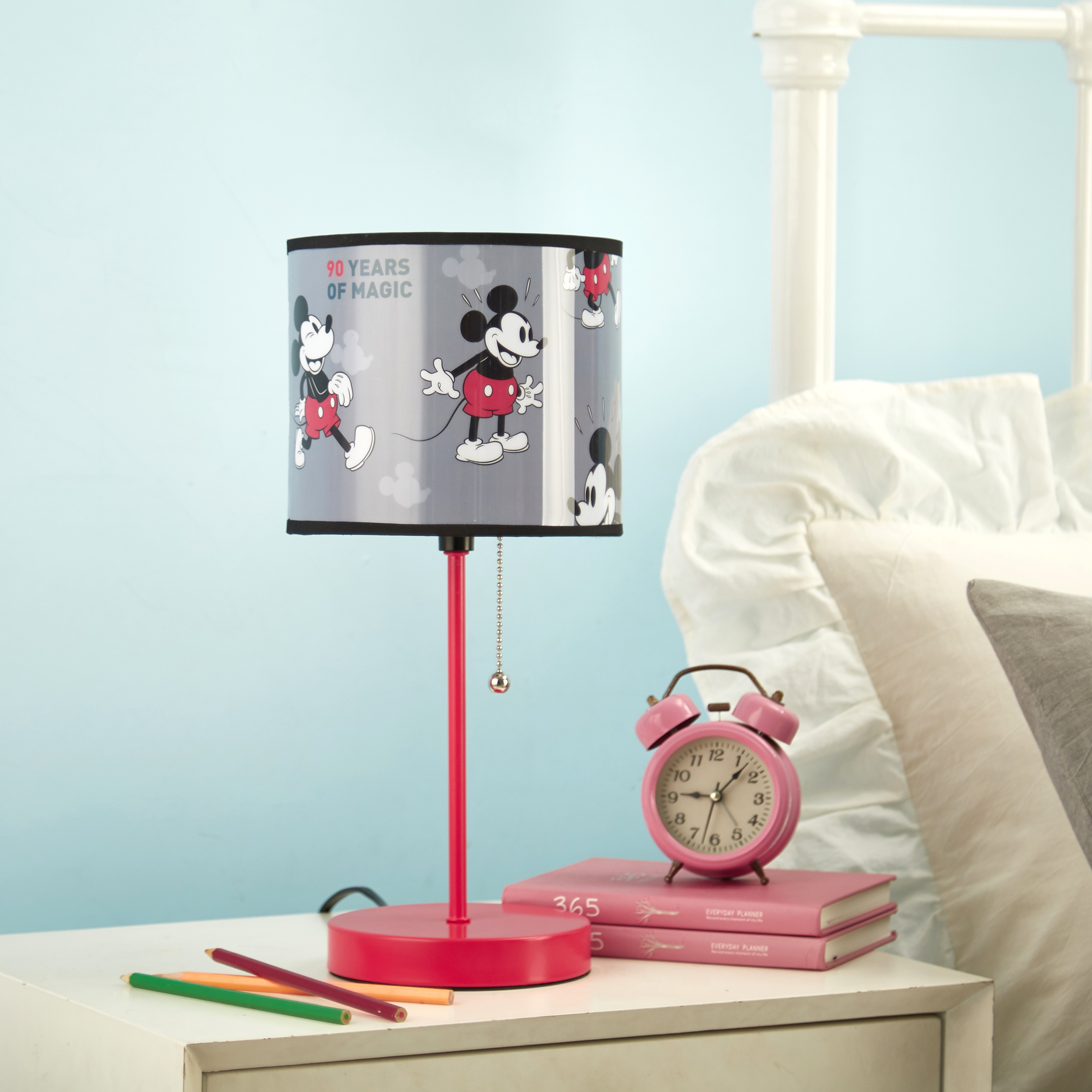 Disney Mickey Mouse 90th Anniversary Kids Room Stick Table Lamp, Plug in