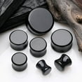 thumbnail image 2 of A Pair of Black Agate Stone Double Flared Ear Gauge Plug, 2 of 3