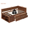 thumbnail image 4 of Bellemave Twin Size Daybed with Storage Drawers and Shelves Space-saving Wooden Daybed Frame Twin Storage Platform Bed Frame for Teens, No Box Spring Needed (Twin, Walnut), 4 of 11
