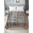 thumbnail image 4 of Blue Beige Vintage Flat Sheet Only Twin Size, Soft Breathable Bed Top Sheets for Mattress, Modern Geometric Abstract Art Ethnic Luxury Bedding Flat Sheets for Home Hotel Bedroom Bed Protection, 4 of 9