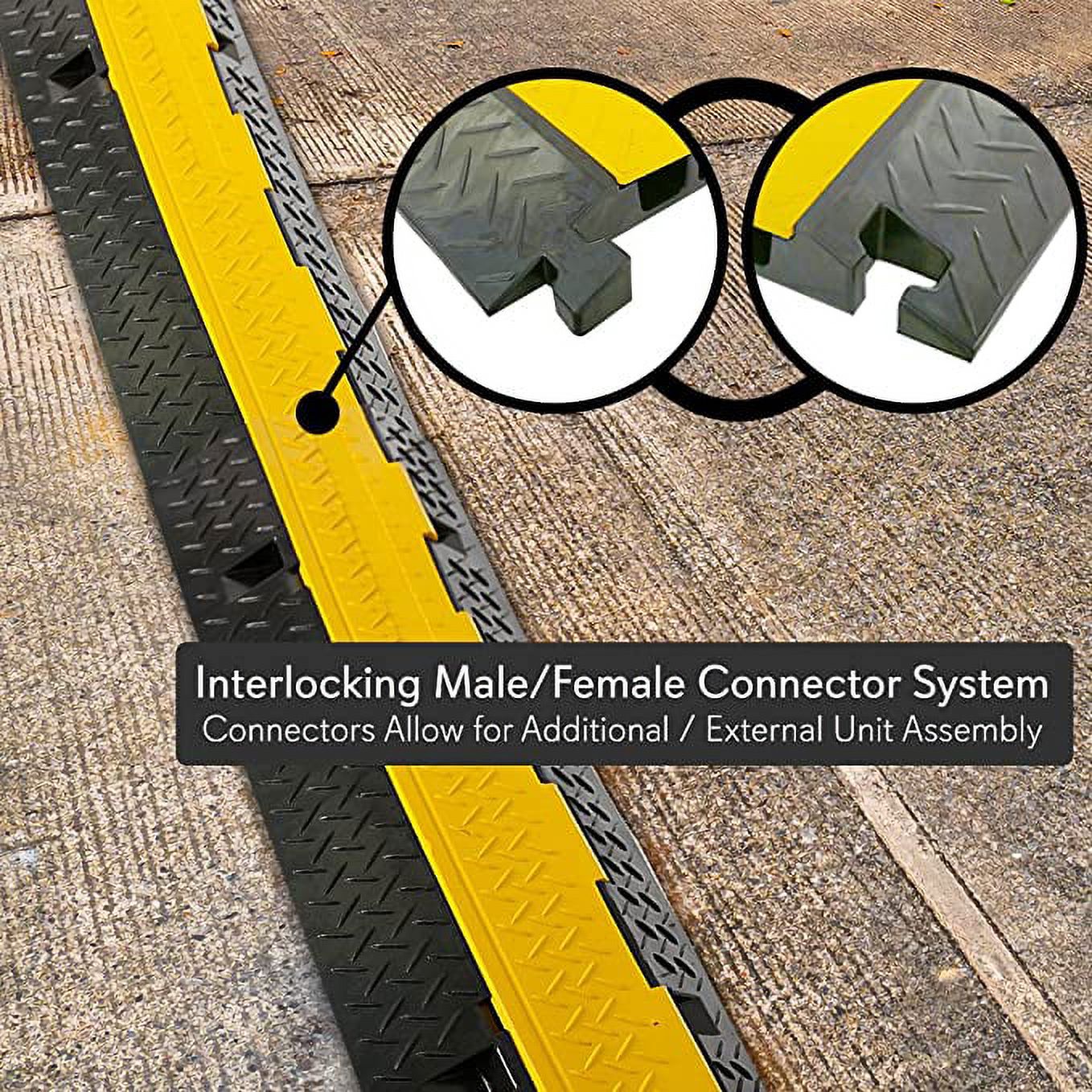 Pyle Durable Cable Protective Ramp Cover Supports 33000lbs Four Channel Heavy Duty Cord Protection