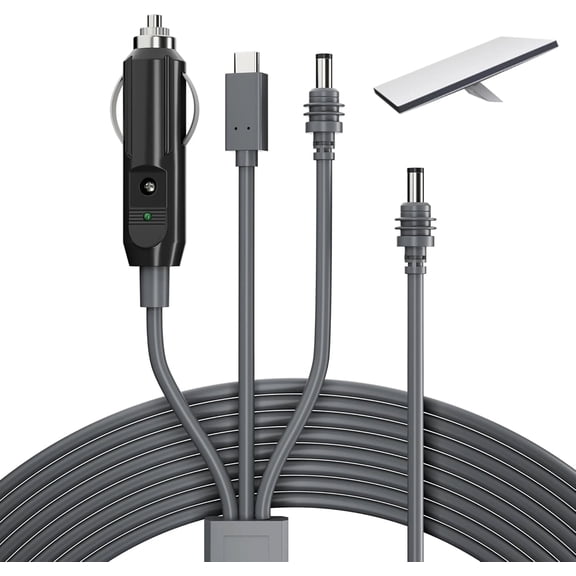 ROSLINY Starlink Mini 3 in 1 DC Power Cable 10FT, 100W USB C 12-24V Cigarette Lighter Plug and DC Male Power Cable Cord , Plug and Play Starlink Mini Accessories 3M