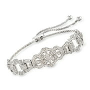 Ross-Simons 0.25 ct. t.w. Diamond Openwork Bolo Bracelet in Sterling Silver for Female, Adult