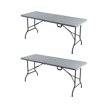 Mesa Plegable LOOMBER Blanca 180 centímetros Set de 2 piezas