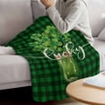 thumbnail image 5 of Throw Blanket Fleece Throw Blanket 50x60in, St. Patrick's Day Lucky Quote Shamrocks Soft Lightweight Bed Blankets Green Buffalo Plaid Fuzzy Couch Blankets for All Season, 5 of 9