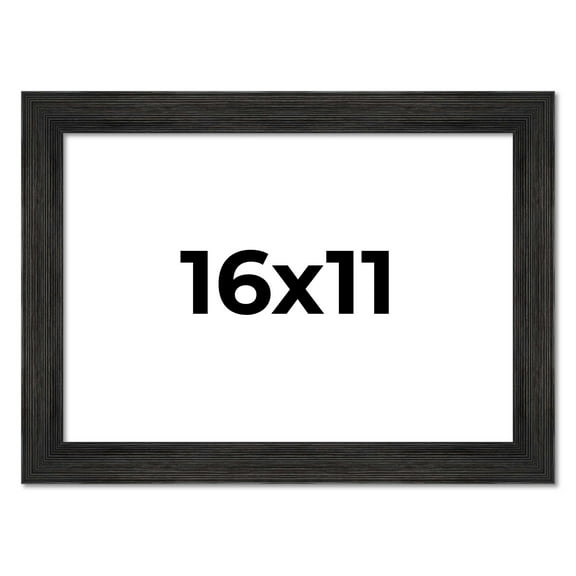 16x11 Frame Black Rustic Barnwood Solid Wood Picture Frame | 1.5 Inch Moulding Width | Includes UV