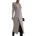 thumbnail image 2 of Women'S Wool Blend Side Slit Sweater Dresses Fall Business Casual Outfits Light Gray M, 2 of 7