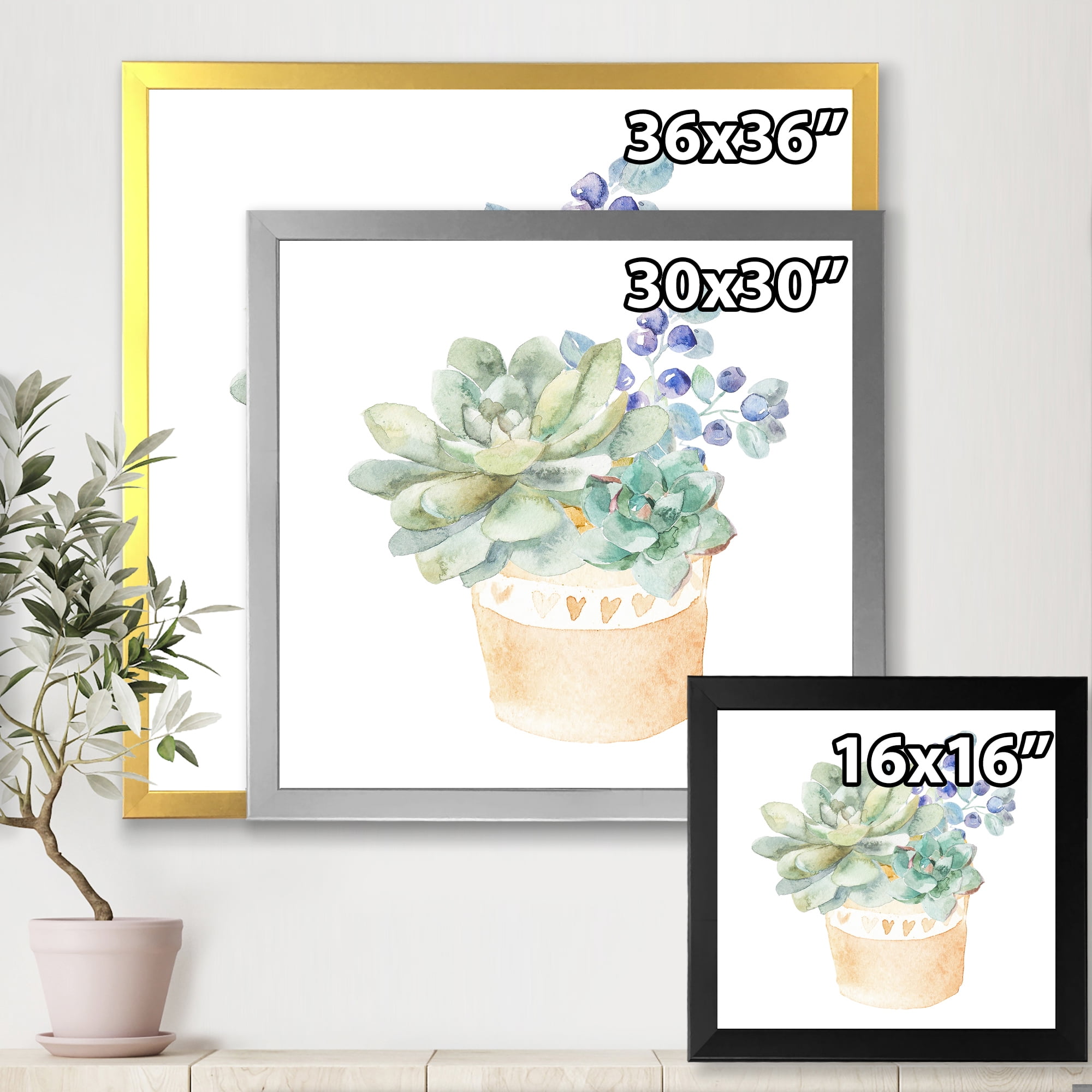 Designart 'Succulent Flower In Terracotta Clypot II' Traditional Framed Art Print