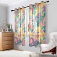 thumbnail image 2 of Yayeee Window Curtains Light Filtering 63"x42" Grommet Panel Pair Home Living Room Decor, Yellow Floral Wave, 2 of 7