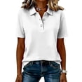 thumbnail image 5 of Bexdxz Polo Shirts for Women Golf Button Collared Summer Short Sleeve Tops Lightweight Work Polo Shirt Womens Blouses White L, 5 of 5