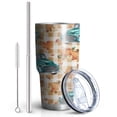 thumbnail image 2 of 30oz Trucks Pumpkins Fall Leaves Pattern Tumblers Stainless Steel Tumbler with Lid and Straw,Vacuum Insulated Double Wall Travel Tumbler Cups Mug with Cleaning Brush for Coffee,Tea, 2 of 7