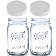 Jarming Collections Regular Mouth Ball Mason Jars 16 oz - Set of 2 Ball Pint Jars with Airtight Storage Lids - Made in USA