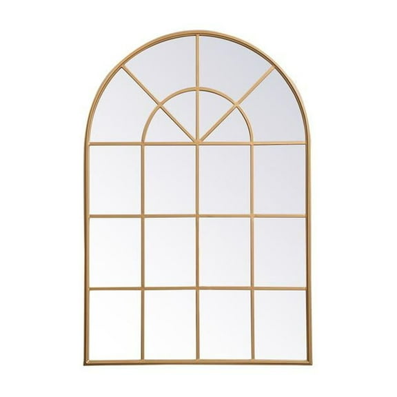 Metal windowpane mirror 36 inch in in x 53 inch in in Brass