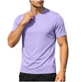 thumbnail image 3 of Ovzne Men's Big & Tall Round Neck Short Sleeve Athletic Basi T-Shirts Breathable Casual Summer Stretchy Activewear Tops S-3XL Multiple Colors, 3 of 10