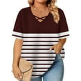 thumbnail image 1 of mfyjkho Tops Deportivos Para Mujer, Blusas De Verano Con Cuello En V Y Manga Corta Para Mujer, Tallas Grandes, Estampadas Tops Para Salir Xxxxxl, 1 of 6