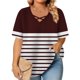 thumbnail image 1 of mfyjkho Tops Deportivos Para Mujer, Blusas De Verano Con Cuello En V Y Manga Corta Para Mujer, Tallas Grandes, Estampadas Tops Para Salir Xxxxxl, 1 of 6