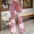 thumbnail image 2 of YDFCWXW Women's High Waisted Bell Bottom Jeans Ripped Stretch Skinny Flare Jeans Distressed Bootcut Denim Pants Pink, L, 2 of 7