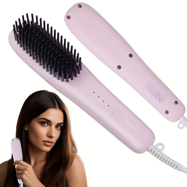 Estbridge Hair Straightener Brush Fast 20s Technology 3 Levels Adjustable Hair Straightening Brush Volumizing Hot Comb Mini Hair Straightener Brush Comb Hair Straightener Hair Straig