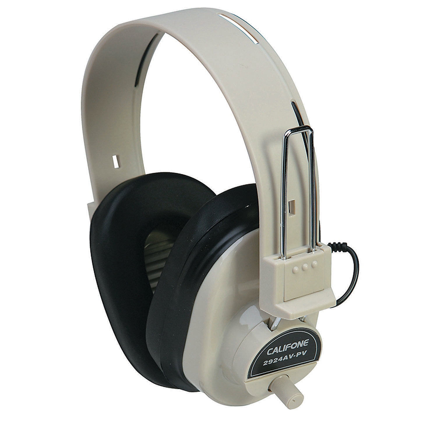 Califone Deluxe Mono Headphone with Volume Control, Fixed Coiled Cord