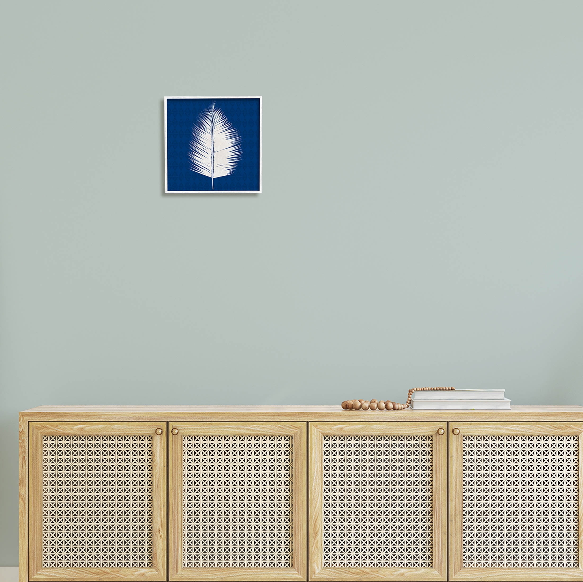 Stupell Industries Tropical Palm Leaf Silhouette Graphic Art White Framed Art Print Wall Art, Design by Susan Jill