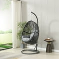 thumbnail image 2 of Patio PE Rattan Swing Chair With Stand for Balcony Grey, 2 of 5