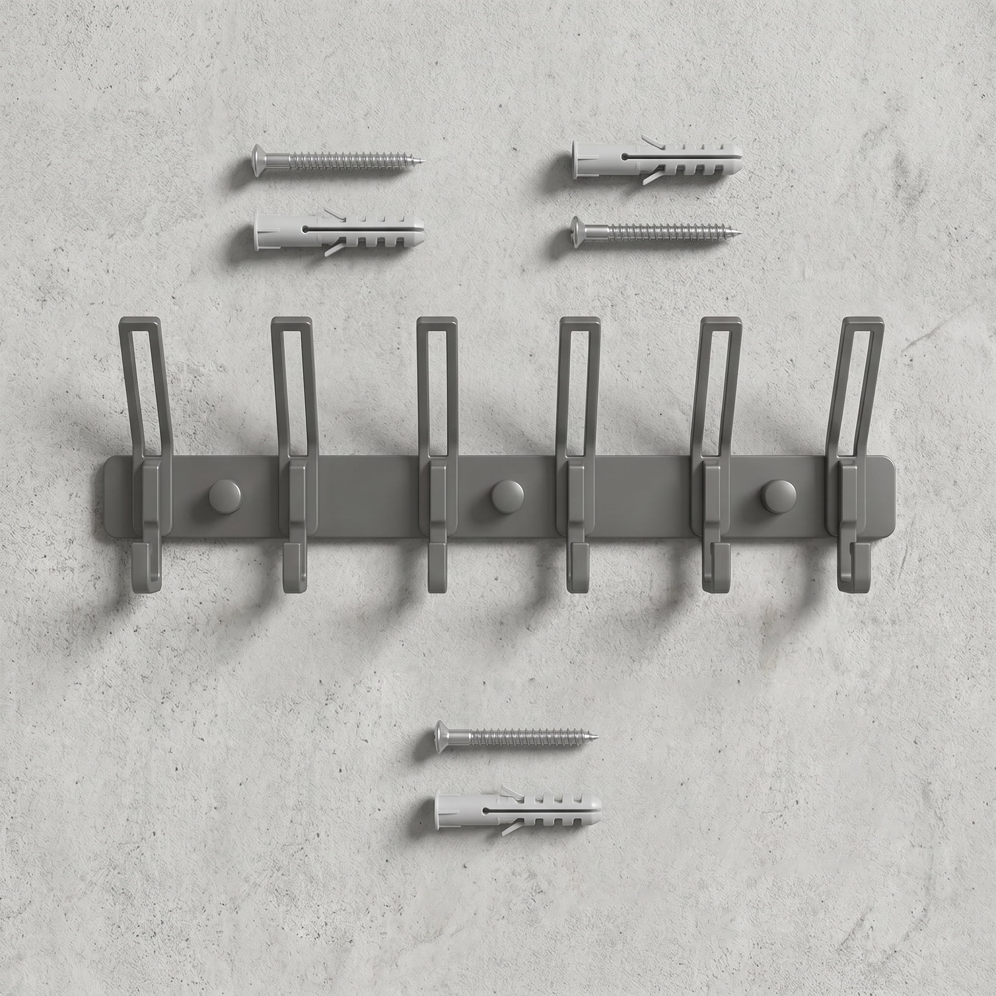 Unique Bargains Wall Mount Coat Rack Hook for Bathroom Organization Gray 6 Hooks