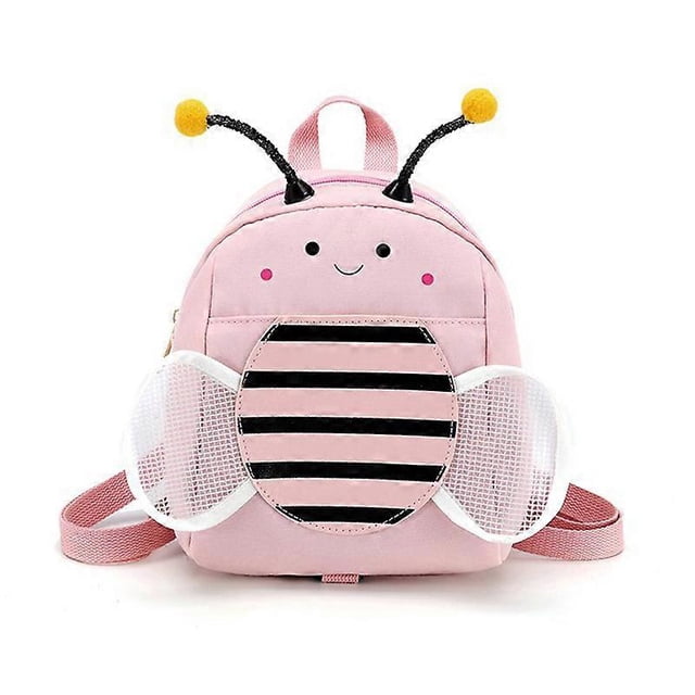 Boys Girls Bee Shape Backpack Cartoon Child Backpack with Safe Anti-lost Leash Zipper Design Kindergarten Supply Yellow