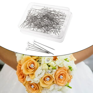 Outus 100 Pieces Flower Pins Corsages Pins Head Pins Wedding Bouquet Pins Crystal Pins Floral Bouquet Pins Clear (2 inch)