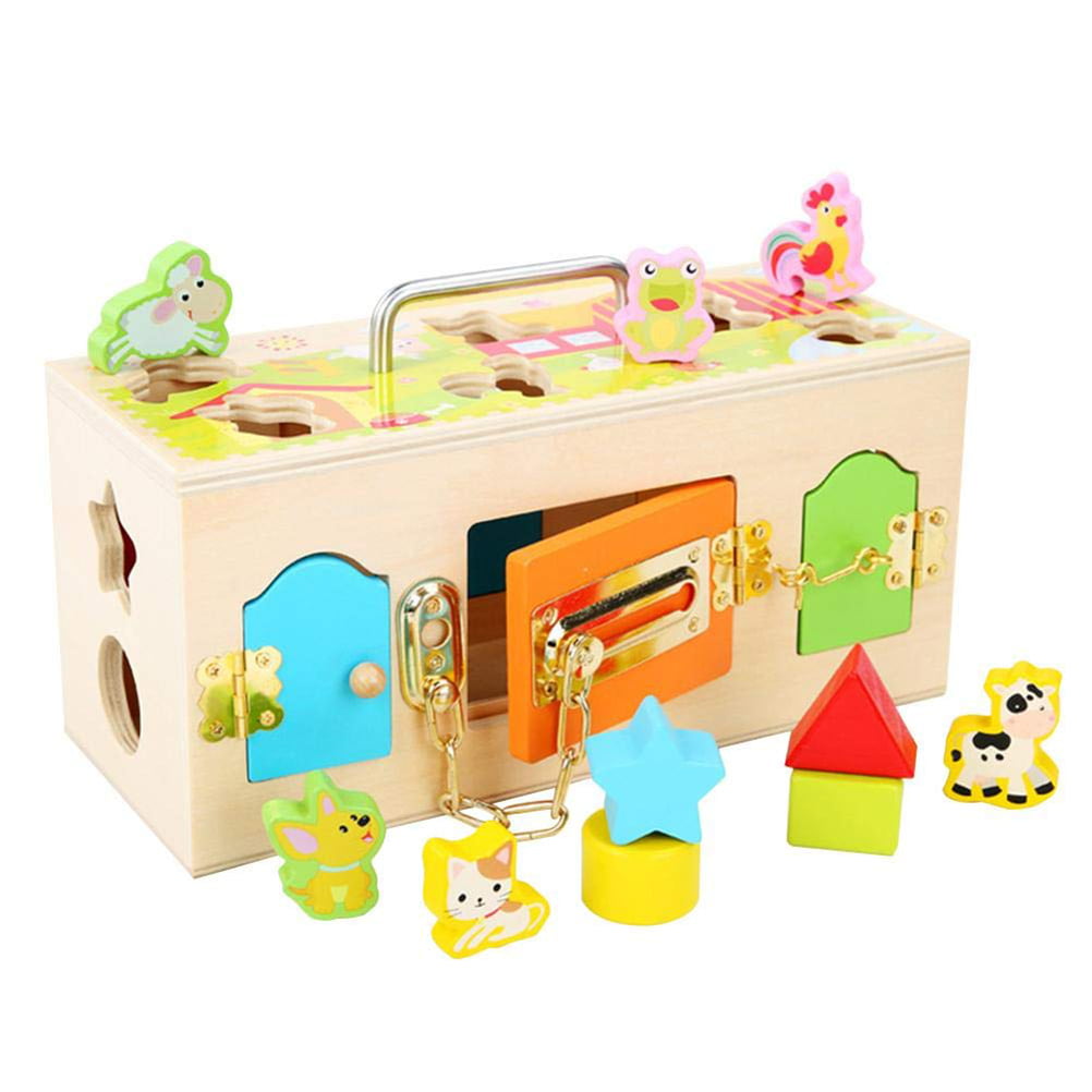 Montessori Wooden Lock Box Toys For Kids Children Educational Preschool Gift 